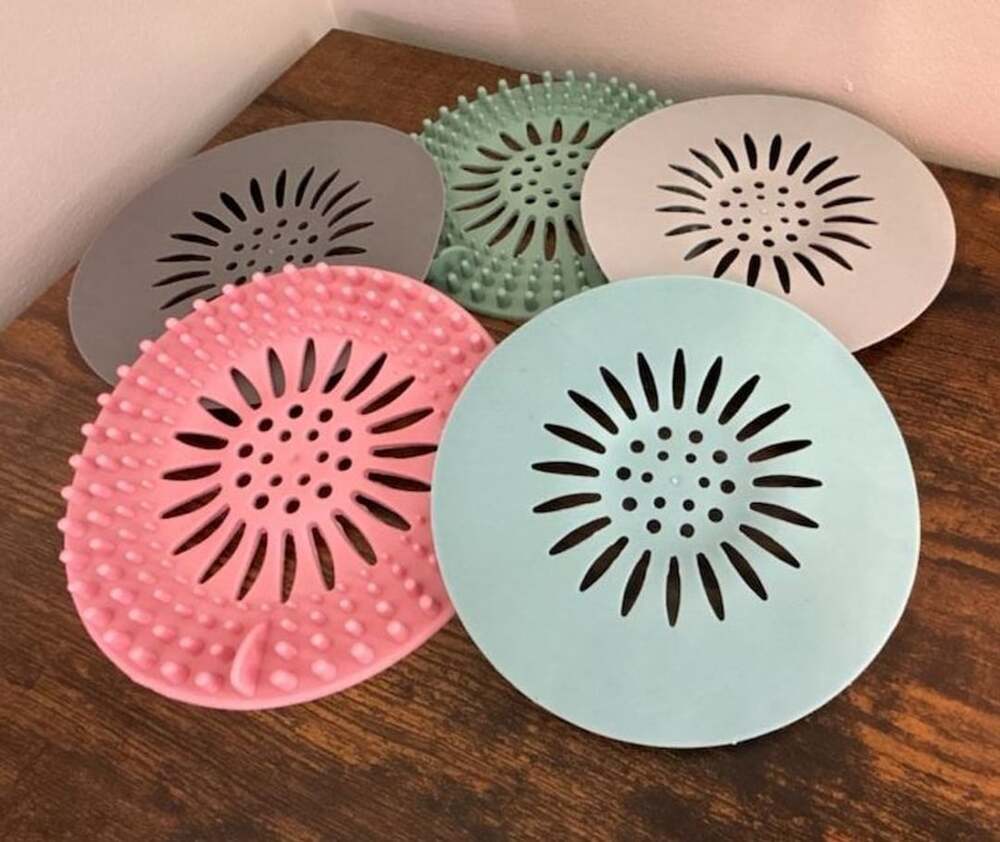 Silicone Shower Drain Hair Catcher and Sink Strainer 5-Pack